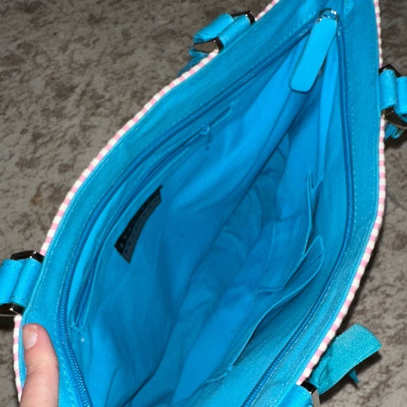 Braciano Pink and Teal Striped Bag - Picture 4 of 13